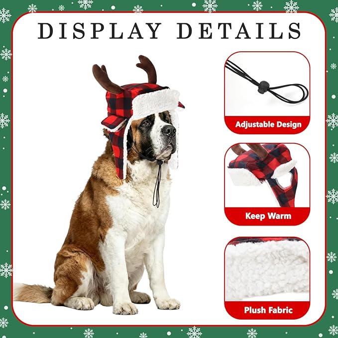 Gorro y bufanda navideños para perro, talla grande, ajustable miniatura 4