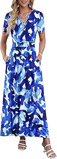 Maxi Dresses for Women Ankle Length Floral Print Beach Long Flowy Dress ...