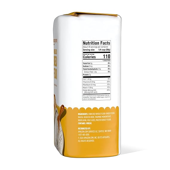 Amazon Grocery, Enriched Bread Flour, Unbleached, 5 Lb