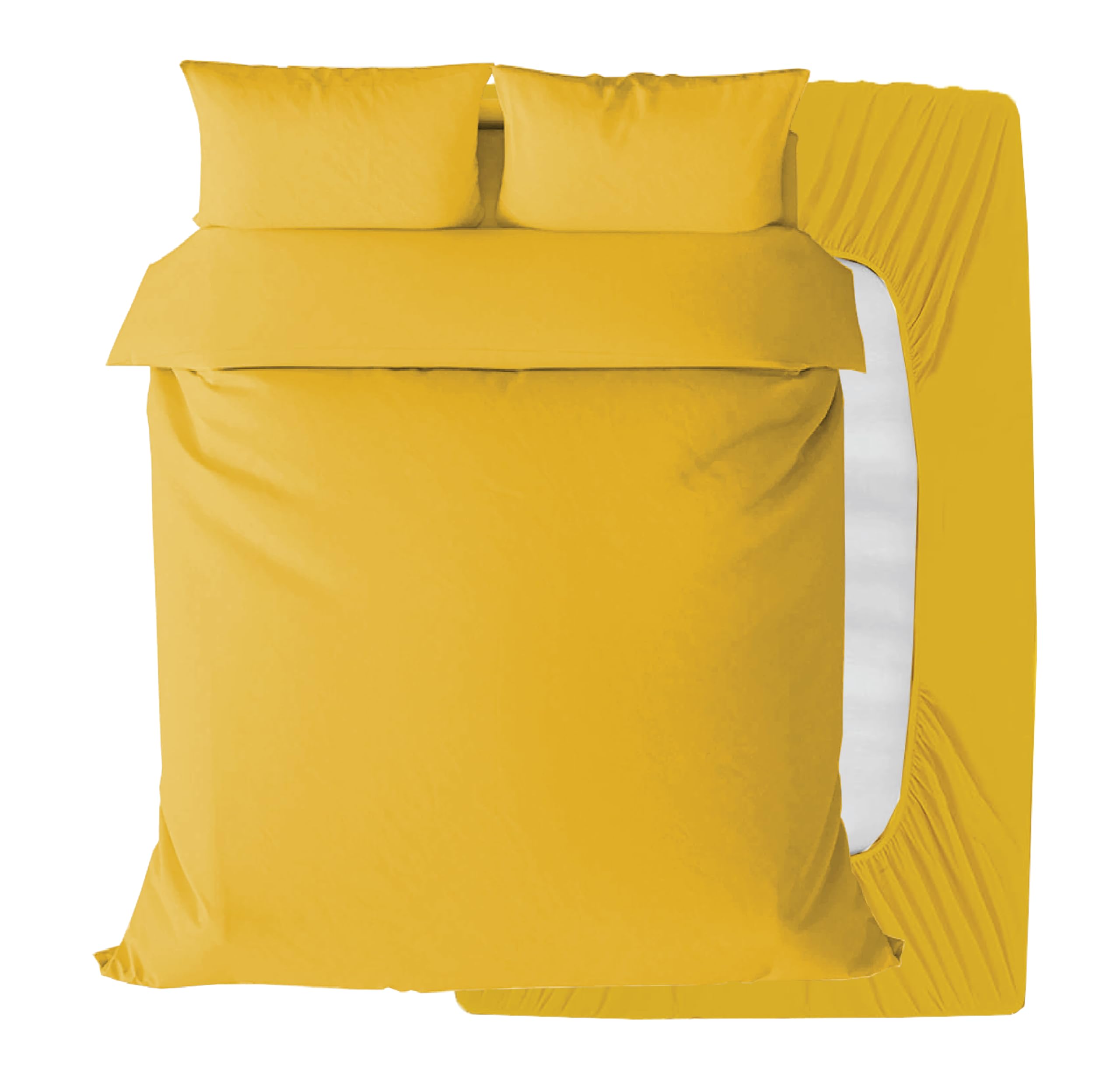 APEX FURNISHINGS 3pcs Single Bedding Set – Duvet Cover,40cm Fitted Sheet with Pillow Case - Microfiber – Ochre