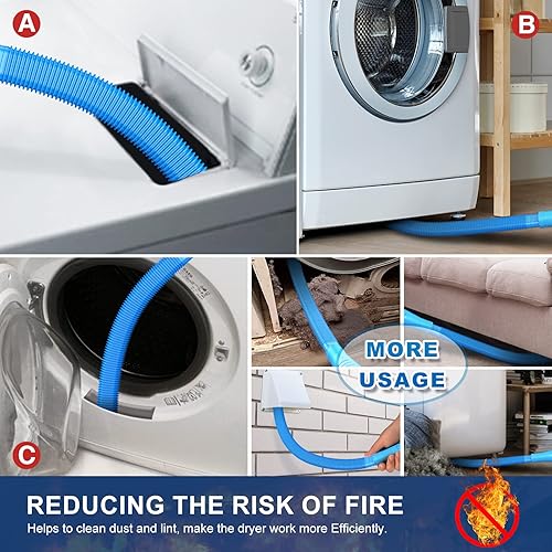 Vista 2 de Sealegend Kit de limpiador de ventilación de secadora y cepillo de pelusa para secadora, accesorio para manguera de vacío, cepillo removedor de Azul