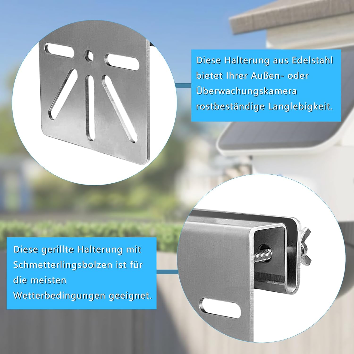Stainless Steel Gutter Mount, Solar Security Camera Mount, Universal Outdoor Mount, Gutter Holder, No Drilling Installation with Anti Rust Screws, for Solar Powered Cameras (Silver) image 5