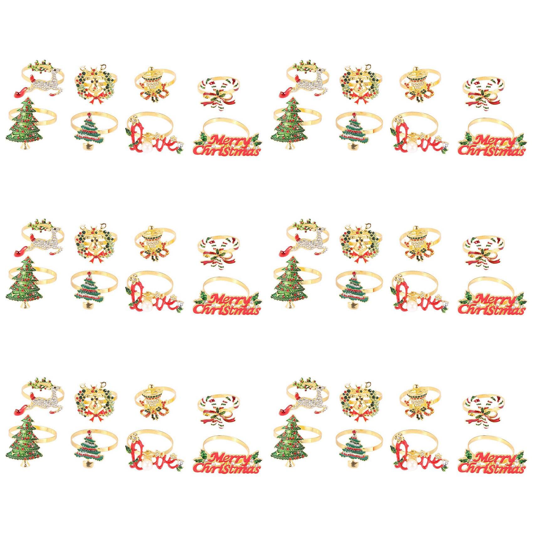 Hndhbfgrt Christmas Napkin Rings - Set of 36 Napkin Holder Rings for Holiday Christmas Table Decoration Napkin Buckle