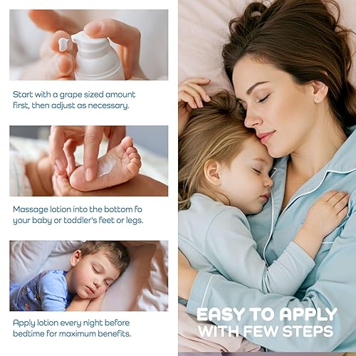 Miniatura 5 de Loción de magnesio para el sueño de niños y bebés, crema corporal sin perfume para la hora de acostarse con ingredientes naturales para pieles