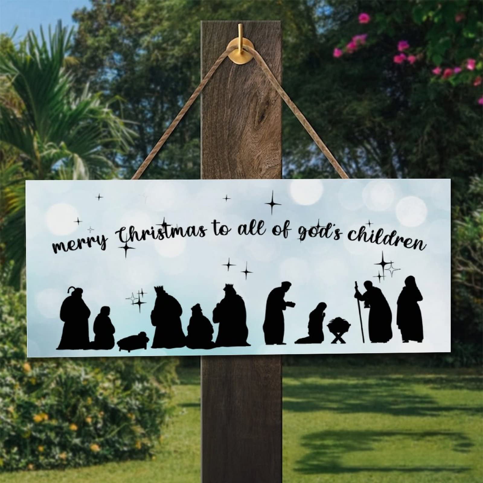 Décoration de Noël chrétienne panneau en bois cadeau traditionnel de fin d'année