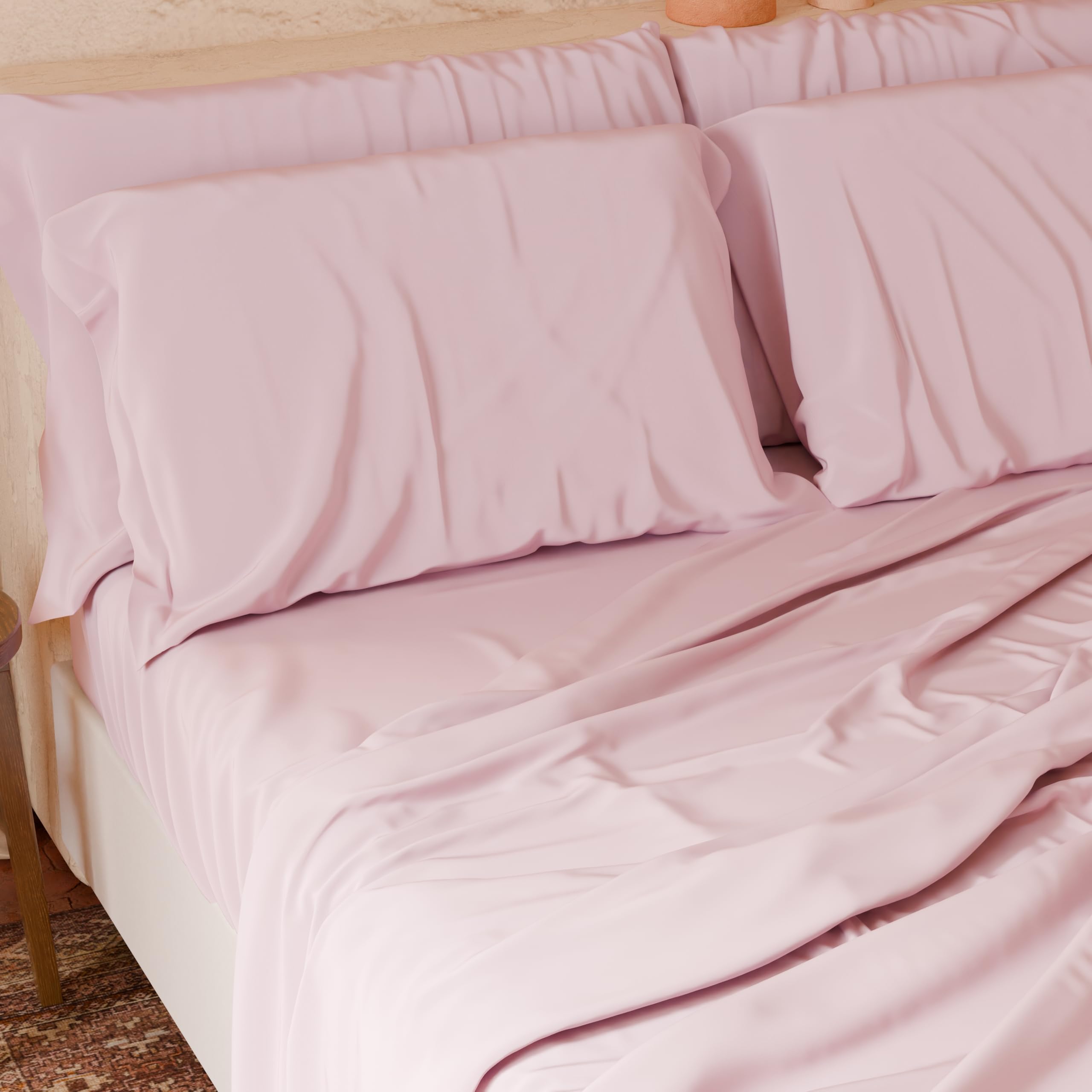 PETTI Artigiani Italiani-Piece Queen Size Sheet Set, Soft and Breathable, Complete Bed Set with Top Sheet, Fitted Sheet with Elasticated Corners and 1 Pillowcase, Pink