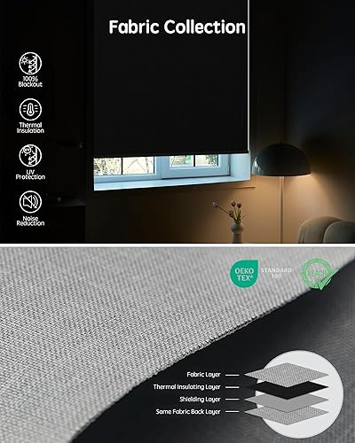 Miniatura 241 de Yoolax Persianas motorizadas con control remoto, persianas inteligentes opacas para ventanas, persianas enrollables motorizadas, persianas Tela