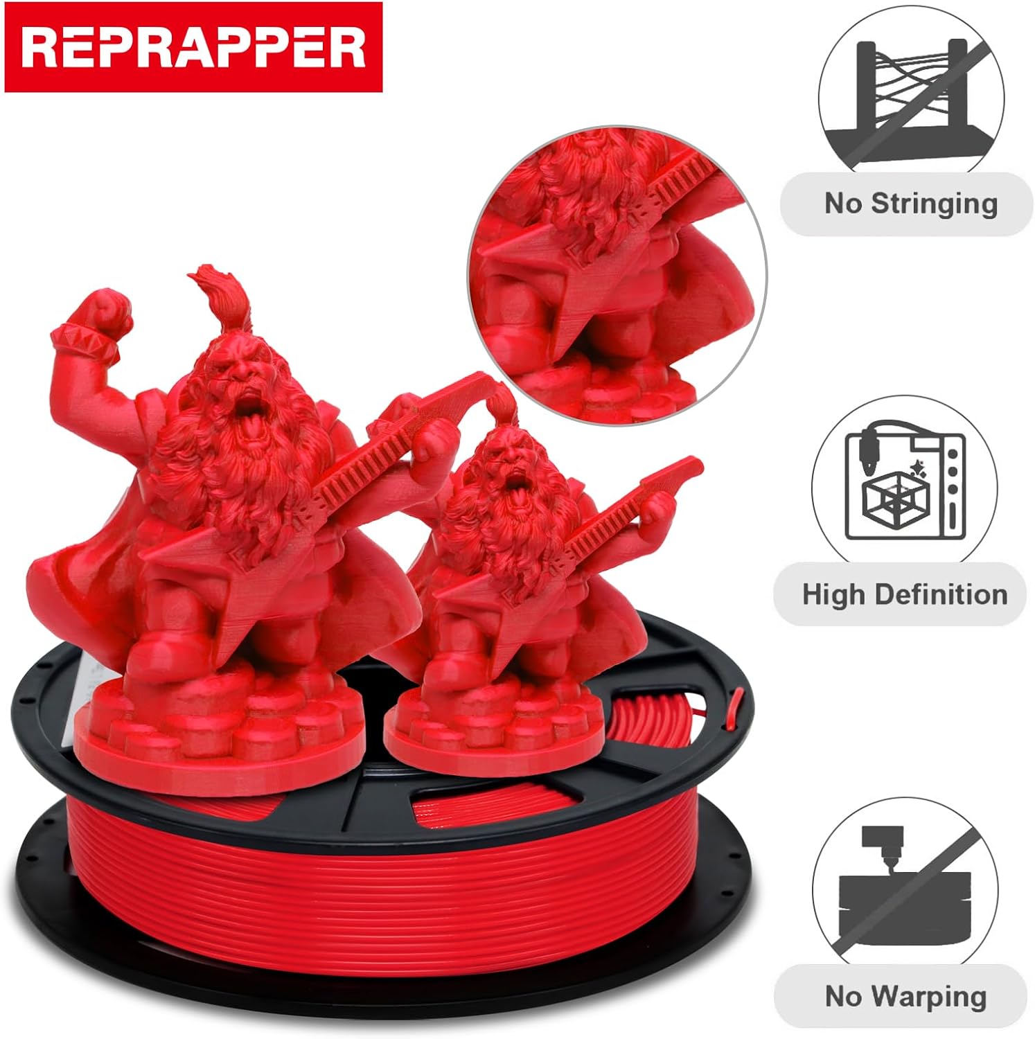 RepRapper Rapid PLA Plus (PLA+) Filament Bundle 1.75 mm, Dimensional Accuracy +/- 0.02 mm, 10 Rolls of 0.25kg, (Black+White+Grey+Blue+Red+Green+Purple+Pink+Orange+Transparent)