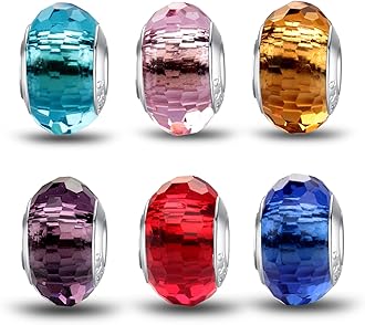 MICOO 925 Sterling Silver Charms for Bracelets,Fashion DIY Dangle Pendants Beads Simulated Birthstone Charms,Birthday Gifts for Women