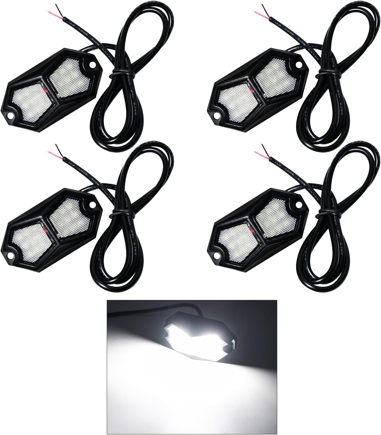 Led Rock Lights Blue 4 Pods 18LEDs 210 Degree Wide Angle IP68 Waterproof Aluminum Housing Underglow Underbody Lights 12V 24V for Truck UTV ATV Camper (4 Pods, Blue)