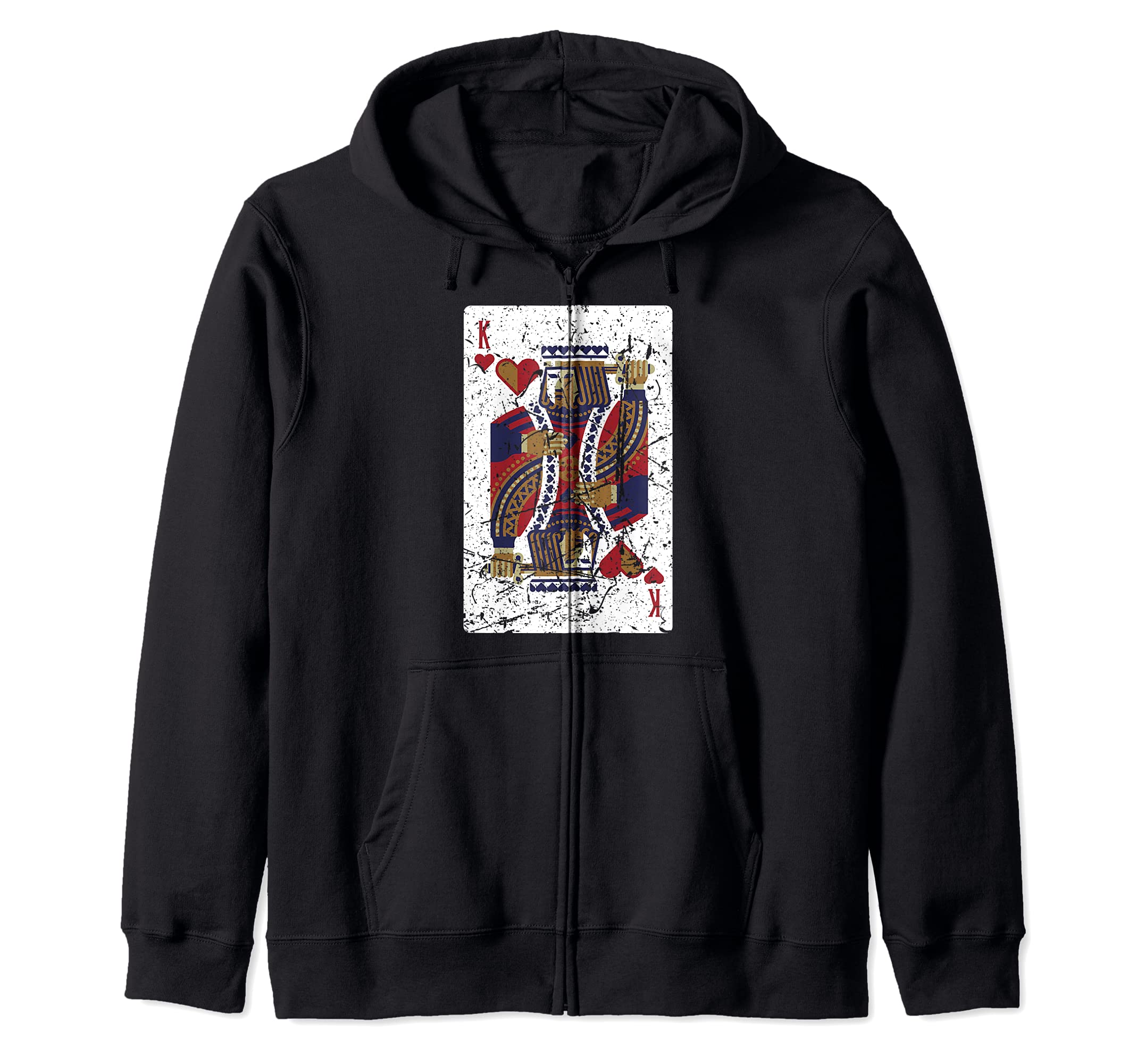 Funny Poker Player King Of Hearts Card Loves Gambling Zip Hoodie, Black