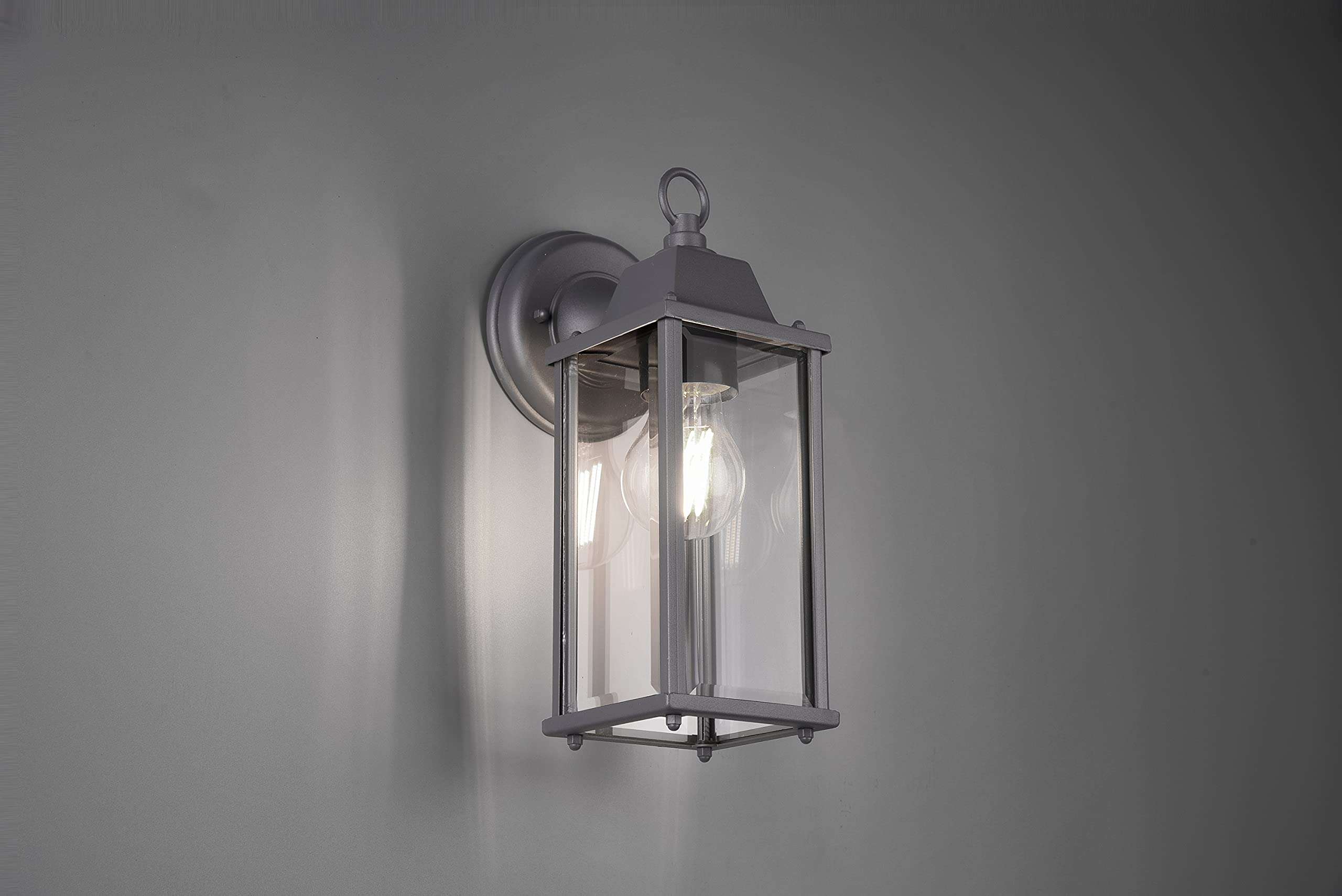 Trio Leuchten Zewnętrzna lampa ścienna Olona 201960142, aluminiowy odlew ciśnieniowy rdzawy, szkło przezroczyste, bez 1 x E27, antracyt