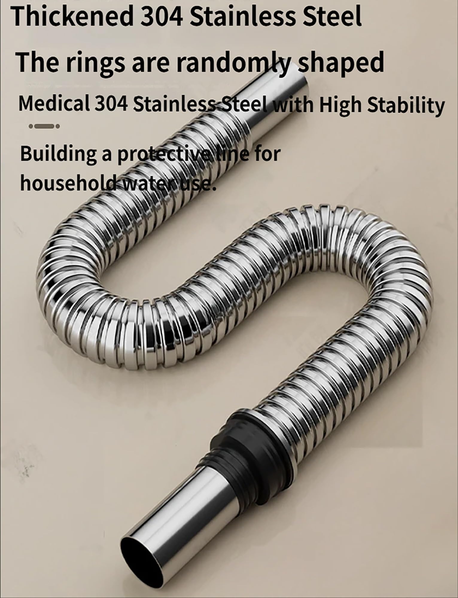 Kit di scarico universale for lavello in acciaio inox con troppopieno, sifone a P flessibile e tubo di scarico prolunga, gruppo completo di scarico for lavello da cucina(60cm-23.6In)