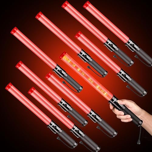 Miniatura 10 de HiGiant Paquete de 6 varitas de tráfico de 16 pulgadas, bastón de control de tráfico LED, pequeñas varitas de luz naranja con modos intermitentes,