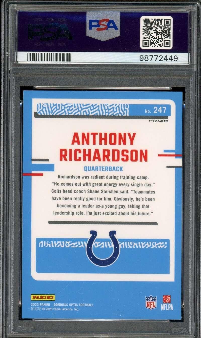 Anthony Richardson Rookie Card 2023 Donruss Optic Pink #247 PSA 10 - Unsigned Football Cards