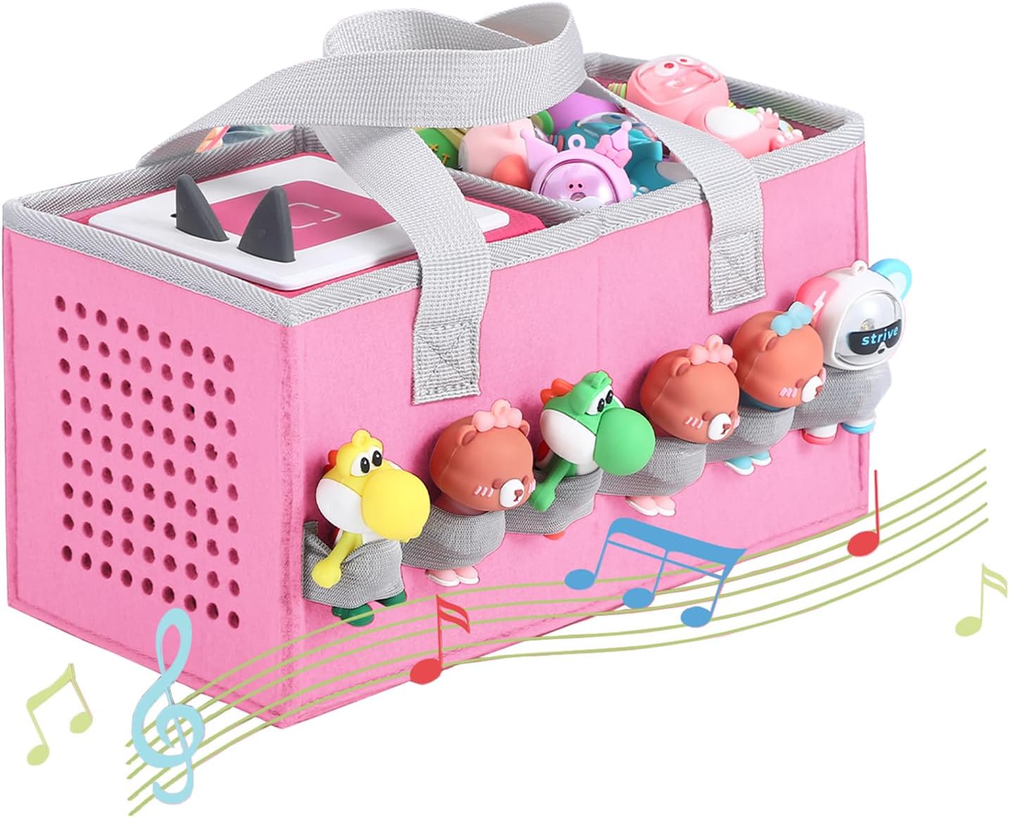 Carrying case for Toniebox Audio Player and Figurines Starter Set,Felt Organizer Bag,Travel for toniebox 2 Earphone and charger accessories portable bag (Pink) - Image 2