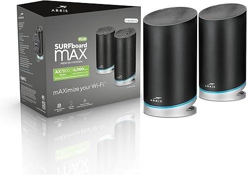 Miniatura 9 de ARRIS Surfboard mAX W130 Tri-Band Mesh WiFi 6 System, AX7800 Velocidades de hasta 7.8 Gbps, Cobertura 6,000 pies cuadrados, Soporte Alexa