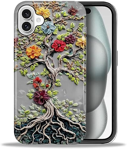 Miniatura 88 de Funda para iPhone 11, carcasa dura a prueba de golpes + silicona suave 2 en 1 híbrida, parachoques a prueba de caídas - Vidrio manchado con flores