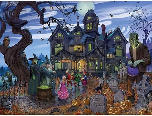 Miniatura 2 de Bits and Pieces Rompecabezas de 1000 piezas para adultos - Duendes y golosinas y demonios - Oh My - Casa encantada Halloween truco o trato