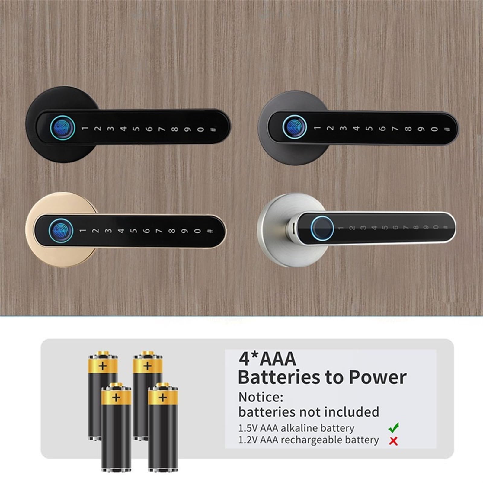 Serratura Smart, Password biometrica for impronte digitali Smart Lock Serratura digitale elettrica Maniglia for porta di sicurezza senza chiave in lega di zinco for la casa(Silver)