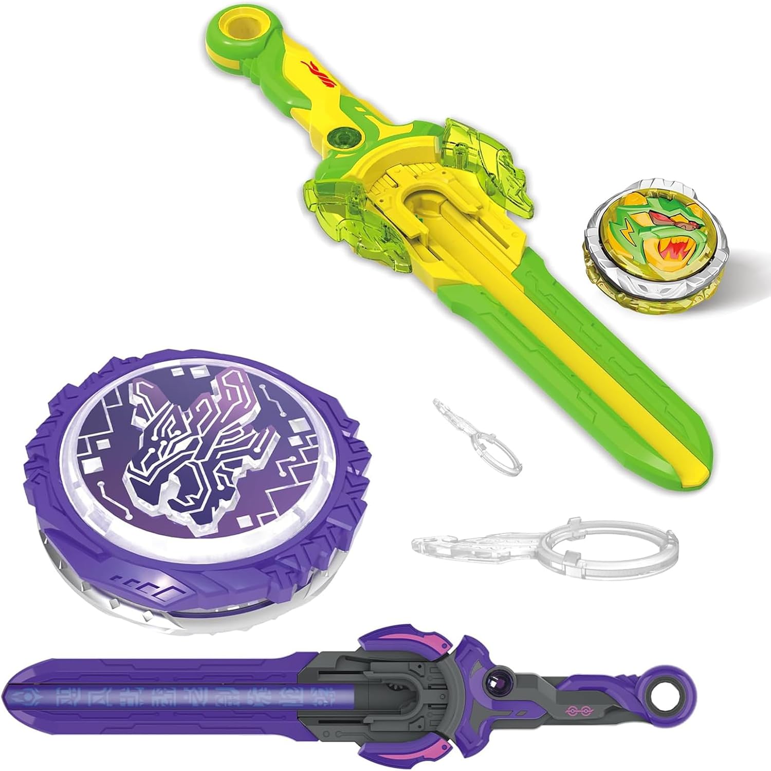 INFINITY NADO Battling Toys 2PCS, Battle Set with Spinning Top & Sword Launcher for Kids Boys Girls Age 5+, Dream World Magic Dragon & Lightning Leopard