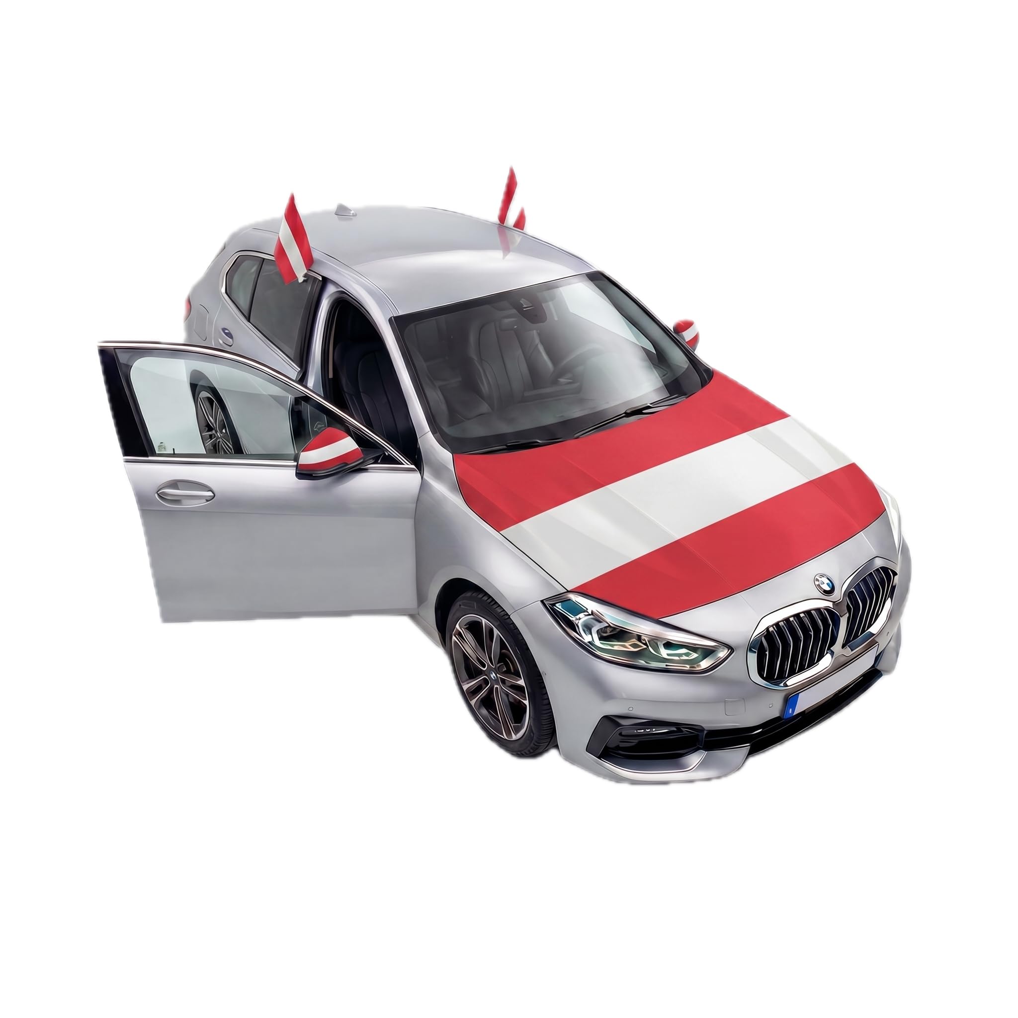 Sonia Originelli Fanset Fanartikel für das Auto Motorhaubenfahne Fensterfahnen Spiegelüberzieher Magentflaggen Farbe: Österreich XL