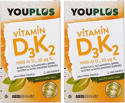 Youplus Vitamin D3K2 1000 IU 20 ML Oral Damla 2 Kutu Avantajlı Paket