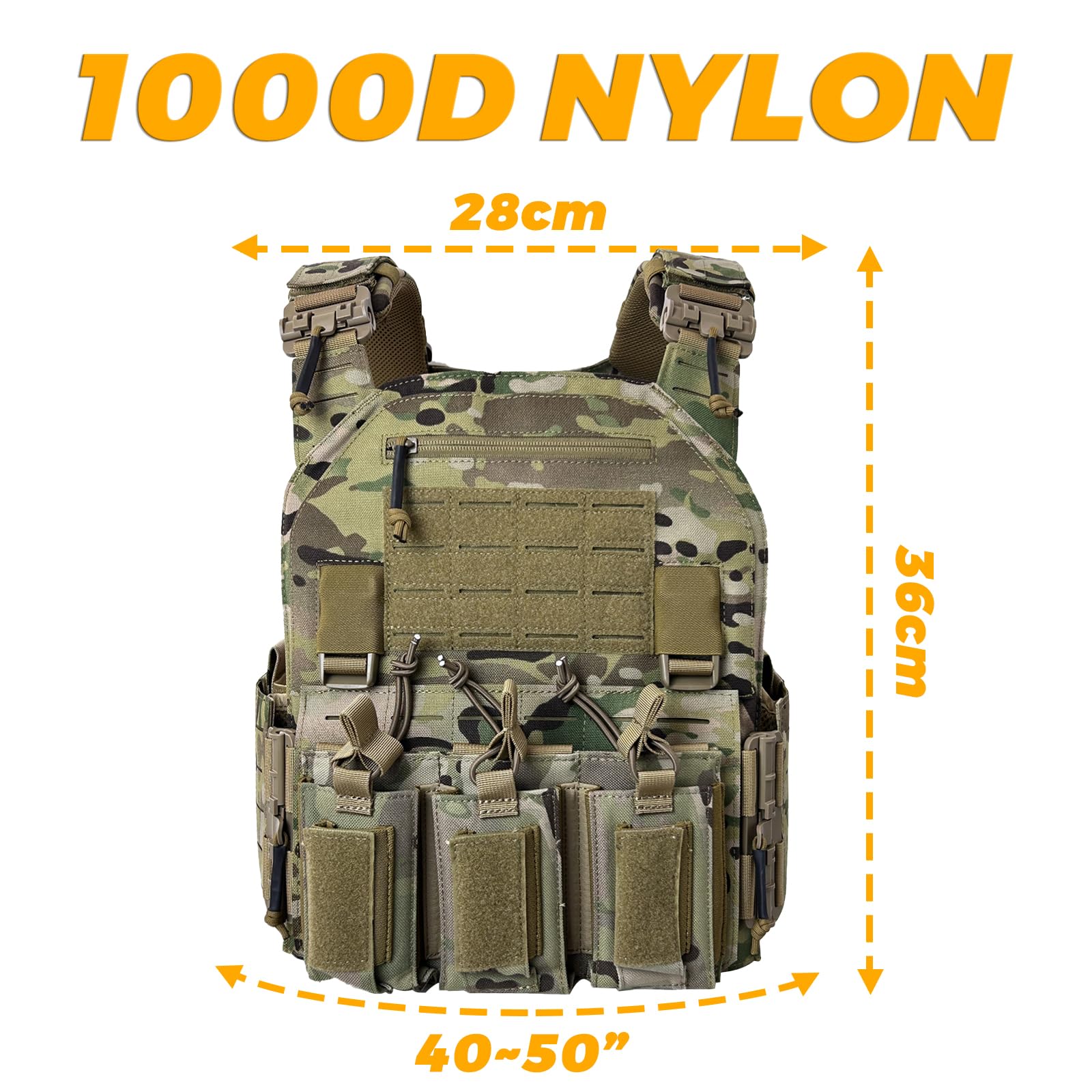 Porte-plaque tactique Airsoft, gilet de protection léger pour porte-plaque tactique en nylon 500D, système de dégagement rapide, porte-plaque compatible MOLLE pour paintball