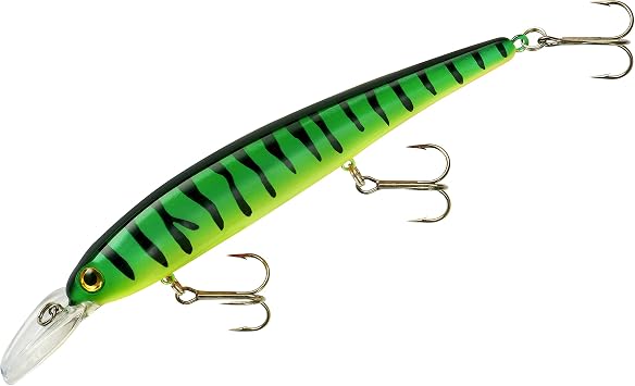 BANDIT LURES Walleye Shallow Minnow Jerkbait Fishing Lure, Fishing Accessories, Dives ro 12-feet Deep, Fire Tiger, 4.5 Inch, 5/8 Ounce, BDTWBS120