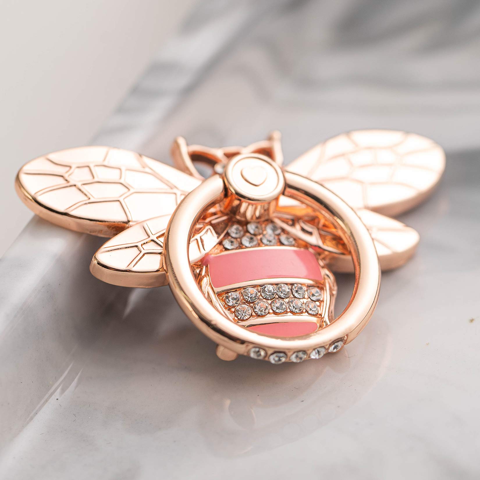 Cell Phone Ring Stand Holder With Crystal Stone Enamel Bee