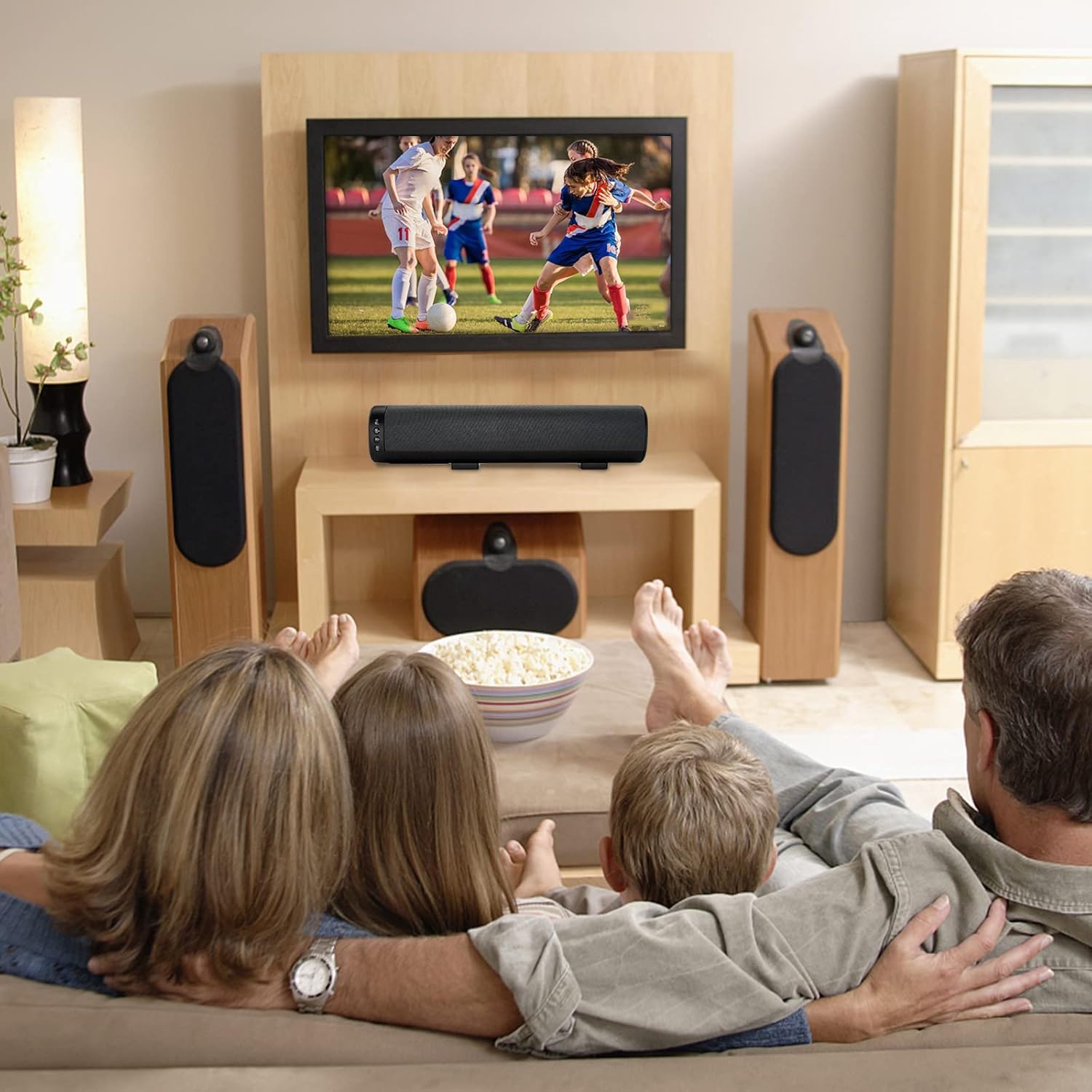 Soundbar do telewizora 40.6 cm, Cinematic TV Bluetooth Sound Bar z imponującym basem z pilotem zdalnego sterowania, montowany na ścianie, soundbar współpracuje z tradycyjnym lub Smart TV, komputerem