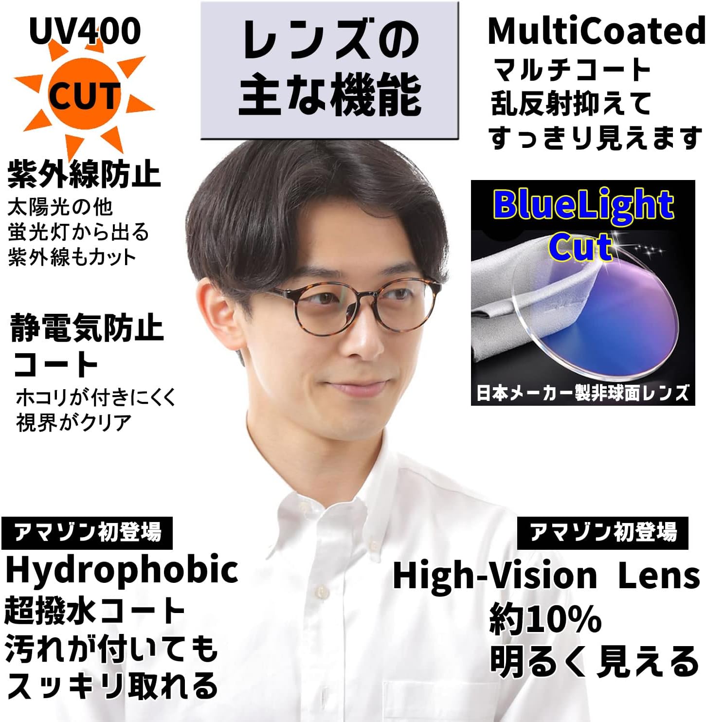 非球面ブルーライトカットCF5073C6BLUECUT-3.00PD58】近眼 近視用 眼鏡