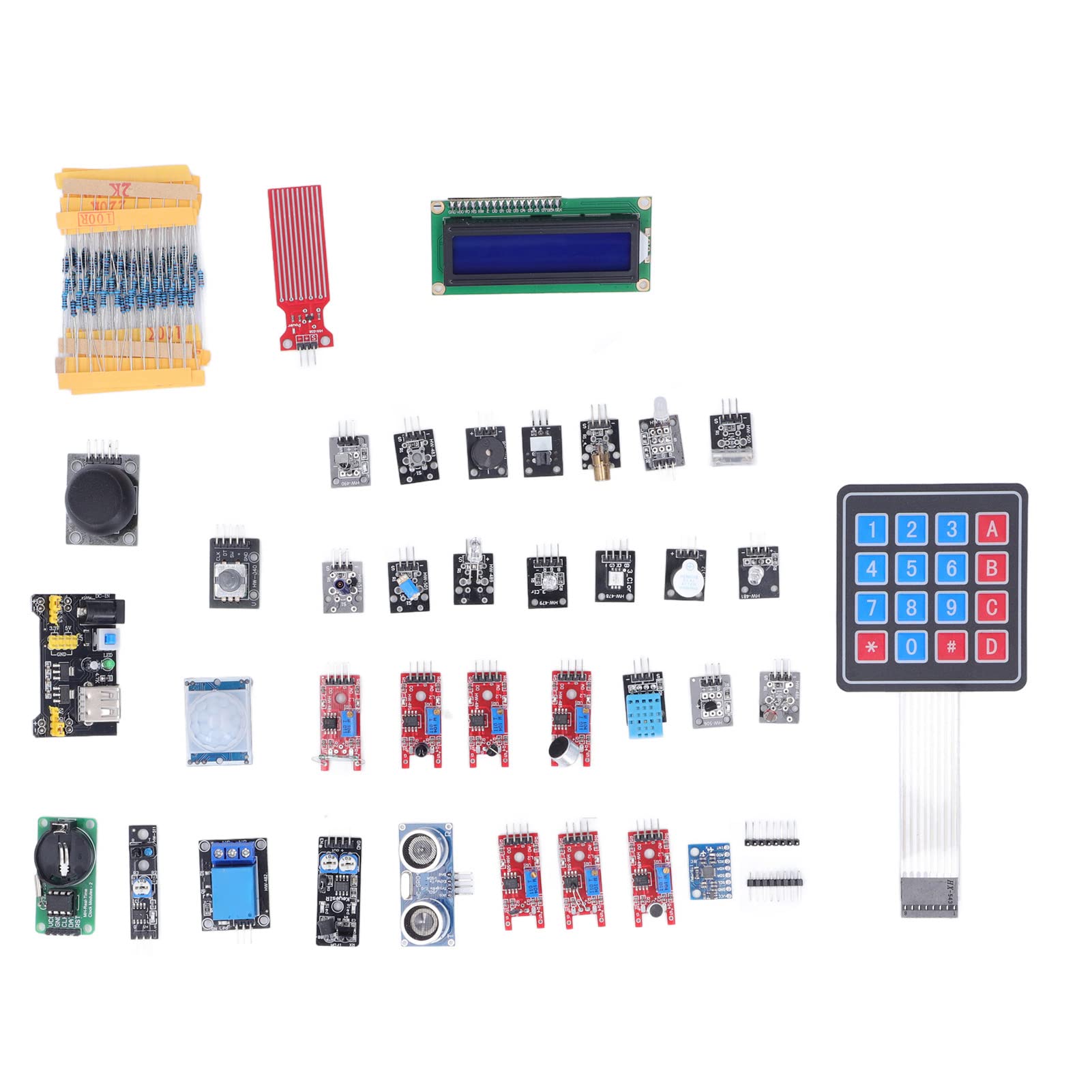 Kit de componentes electrónicos de módulo de Sensor de 37 Piezas con Resistencia de 100 Piezas práctico para usuarios de RPI