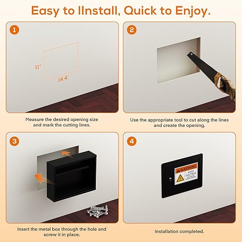 Miniatura 5 de Caja fuerte de pared oculta con panel oculto, caja de acero ignífugo para pernos de 16 pulgadas, gabinete de seguridad con cerradura de llave para