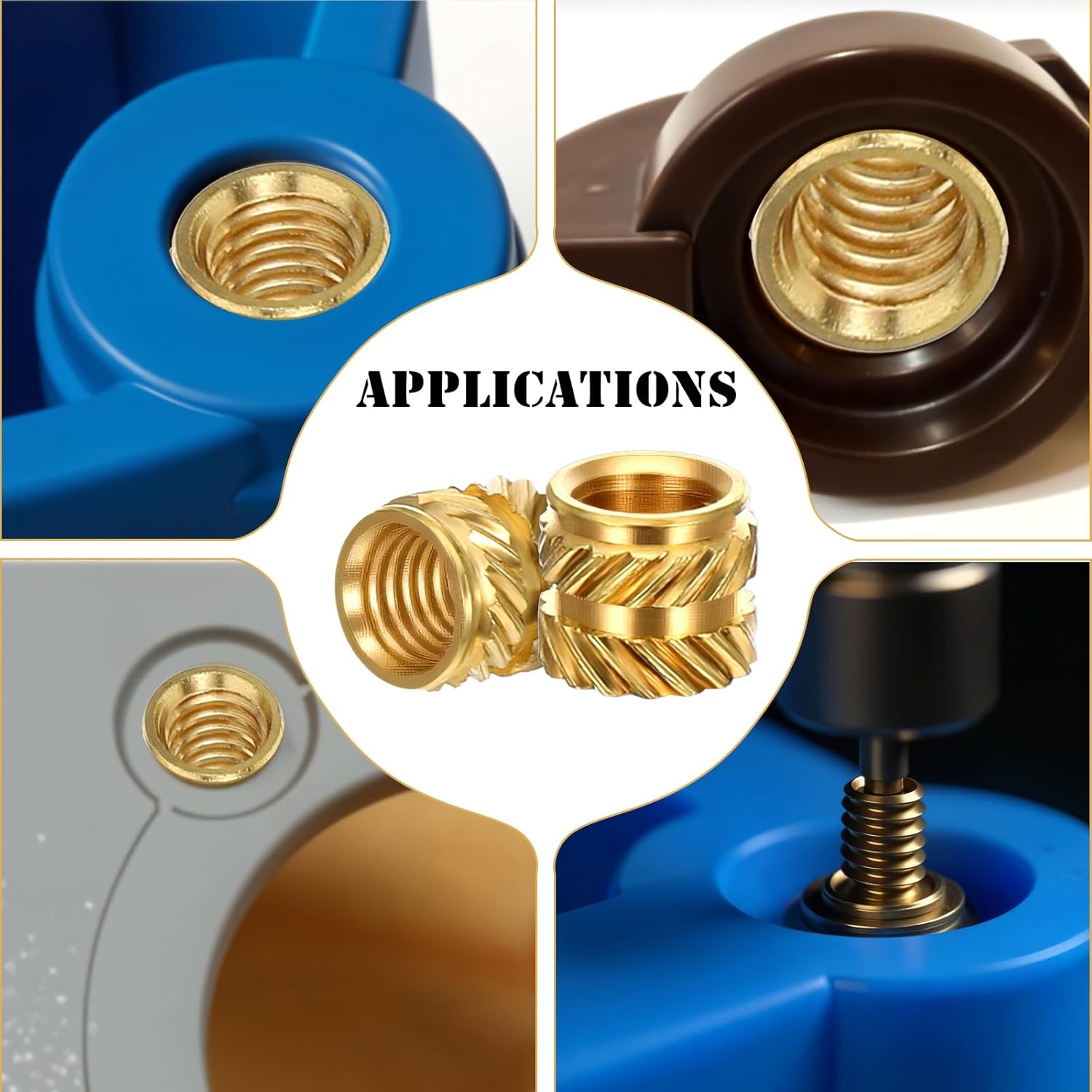 50 Pcs M5 Threaded Insert, Threaded Inserts Brass Nuts,Heat Set M5 Insert for 3D Printing Components and Plastic Parts(M5x6 mm L x7 mmOD)