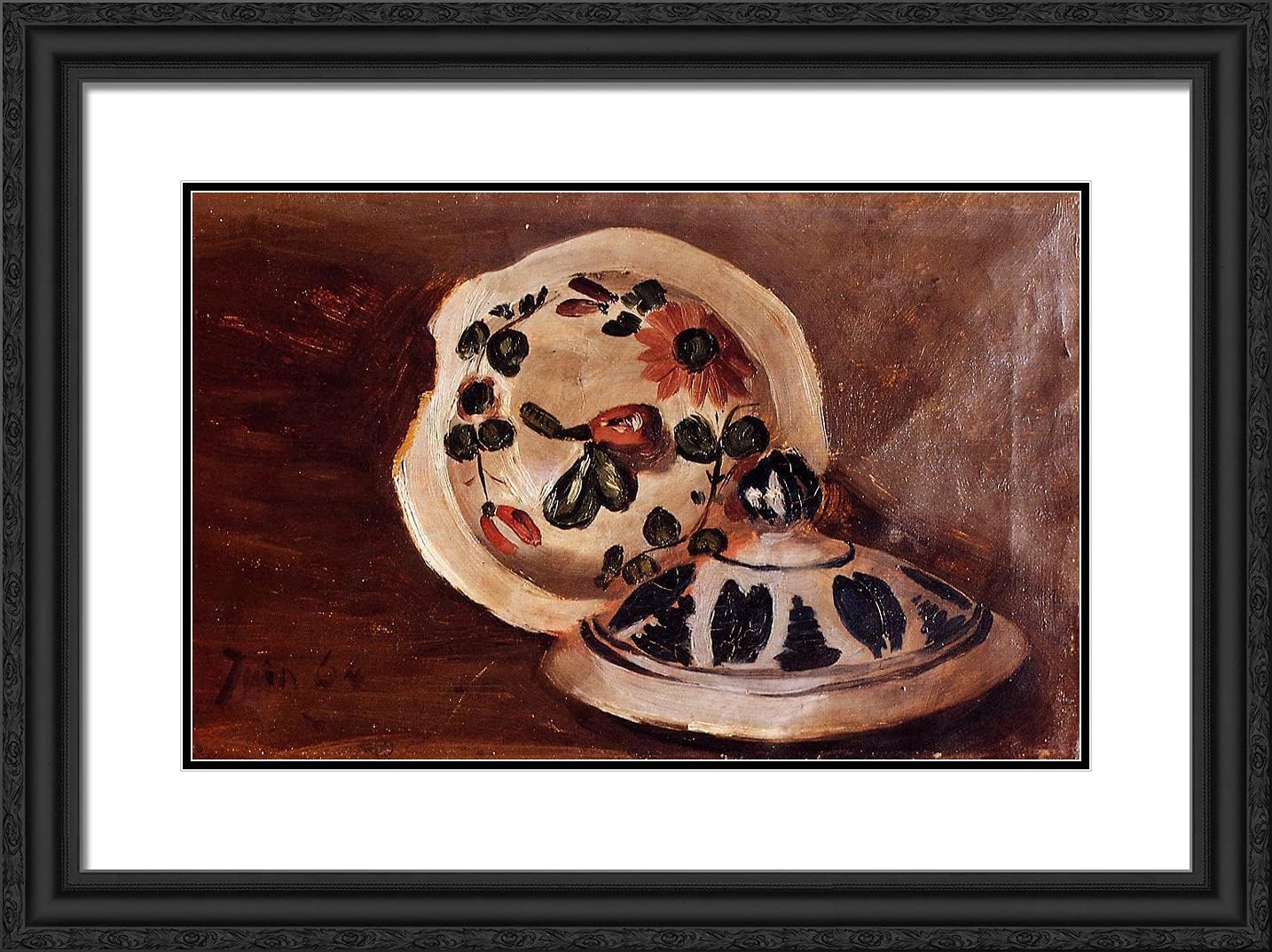 ArtDirect Bazille, Frederic 24x18 Black Ornate Framed Art Print with Double Matting Titled: Soup Bowl Covers