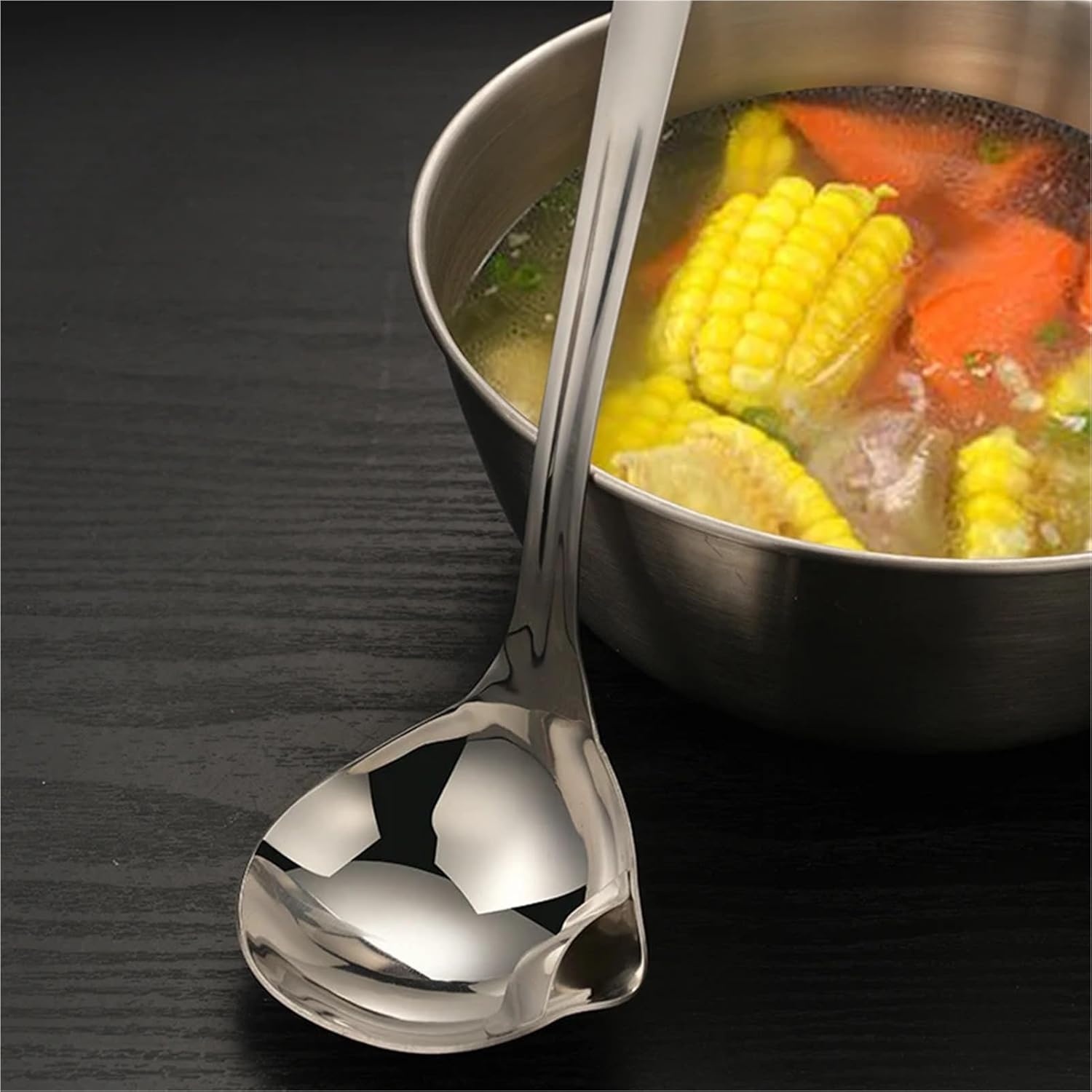 Stainless Steel Soup Fat Oil Separator Ladles Skimmer Spoon Colander For Kitchen With Heat Insulation Anti-scalding