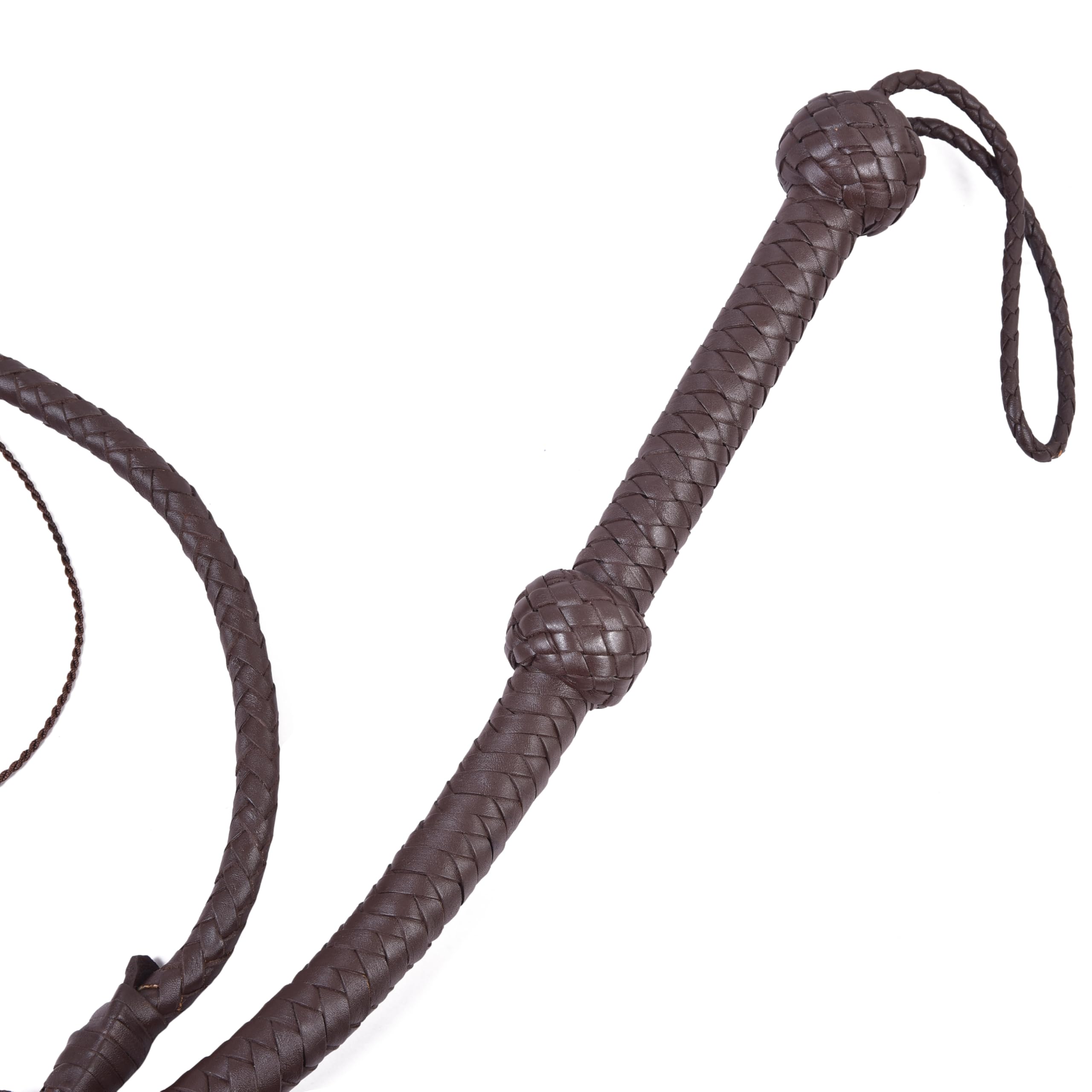 Leather Bull Whip 04 to 08 Foot 8 Plaits Real Cow Hide Leather Whip Equestrian Bullwhip (Brown, 04 Feet)