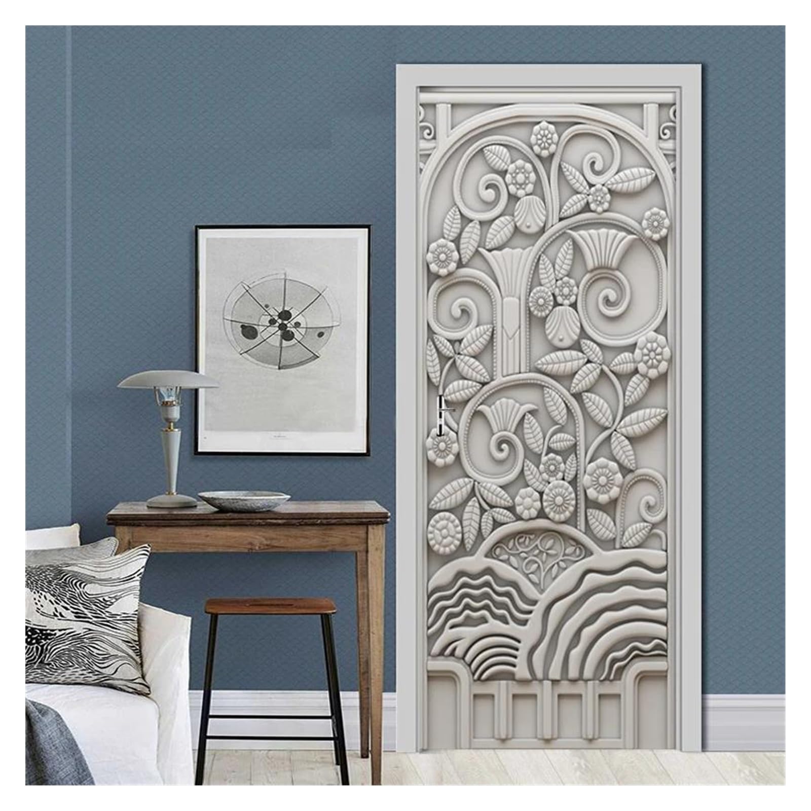 Affiche de renovation etanche avec fleurs 3D autocollante 77x200cm