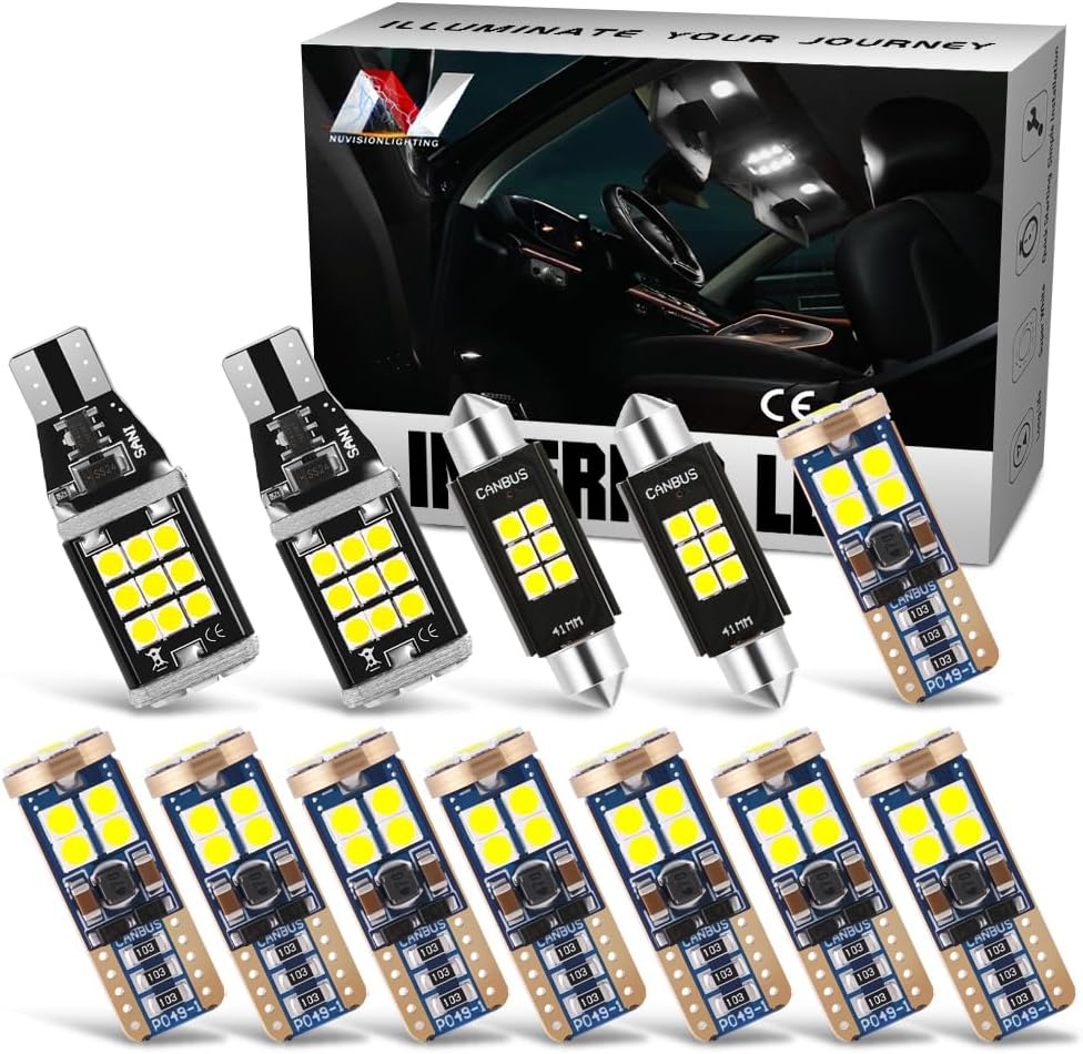 11 Pcs Dome Light LED Car Interior Bulb Kit Compatible With 01-07 Silverado Sierra, 194 (8B?212 (2C) 921 (2A), Car Courtesy Dome Glove Box License Plate Cargo Light, IN-LED-KIT-007