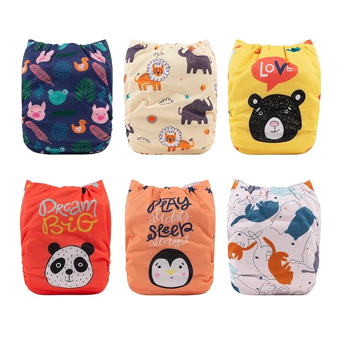 babygoal Reusable Cloth Diapers for Baby Boys, One Size Adjustable Washable Pocket