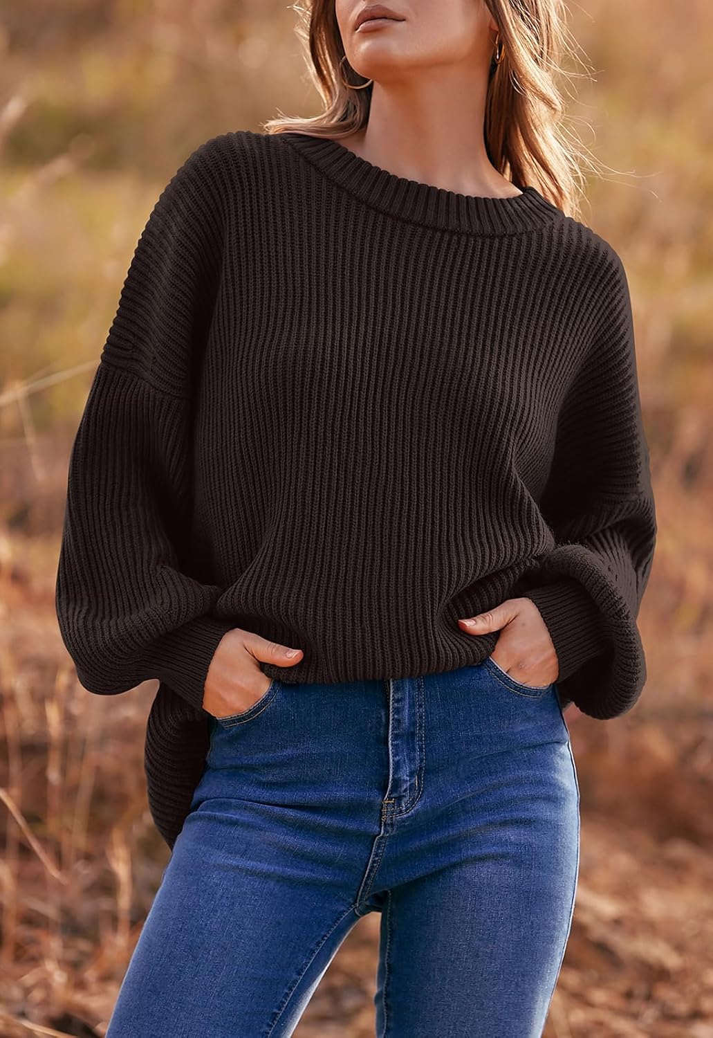 PRETTYGARDEN Womens Sweaters Spring 2026 Oversized Chunky Knitted Pullover Sweater Casual Long Sleeve Crewneck Cute Sweaters - Image 3