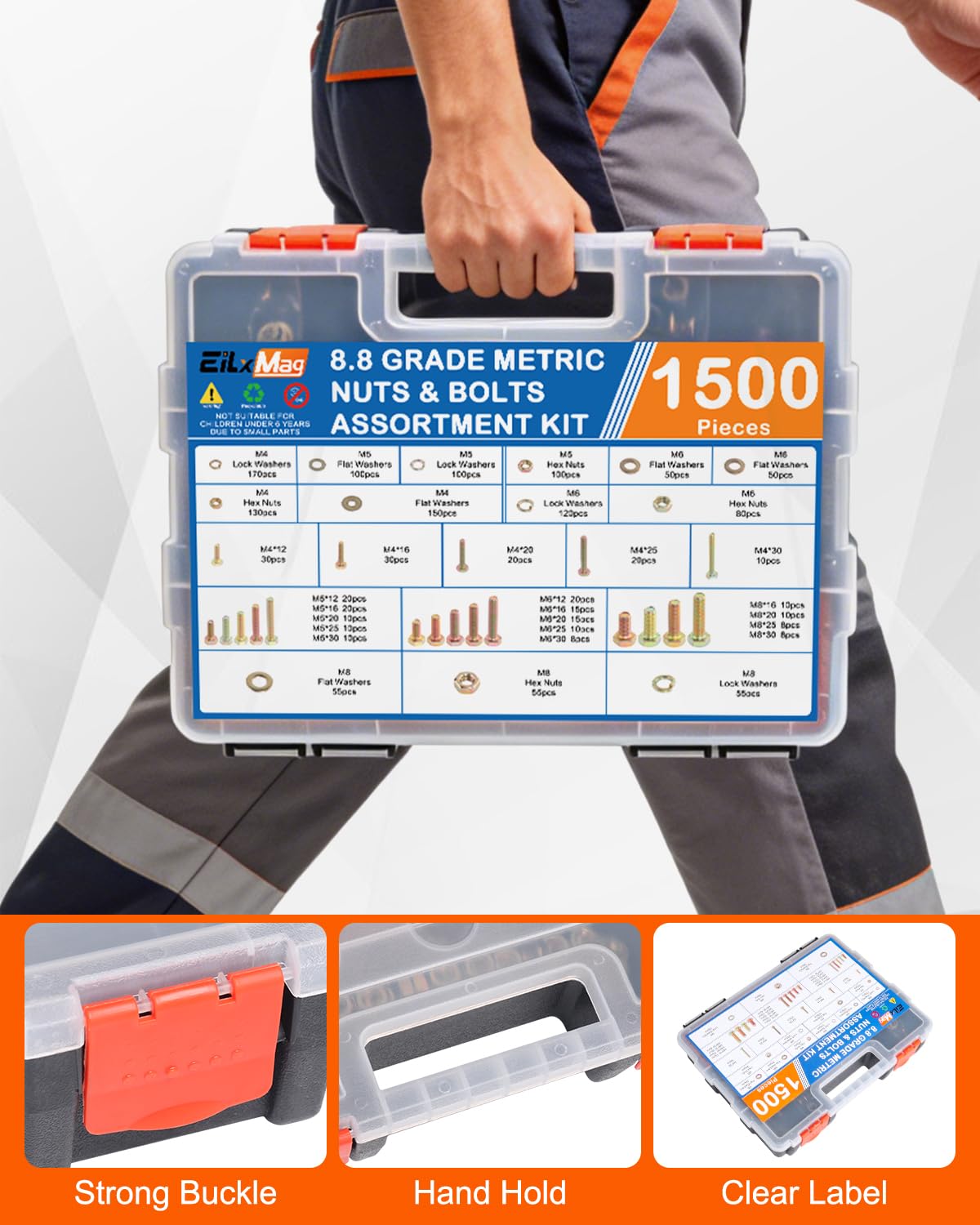 Metric Bolt Assortment Kit - 1500 Pieces -6