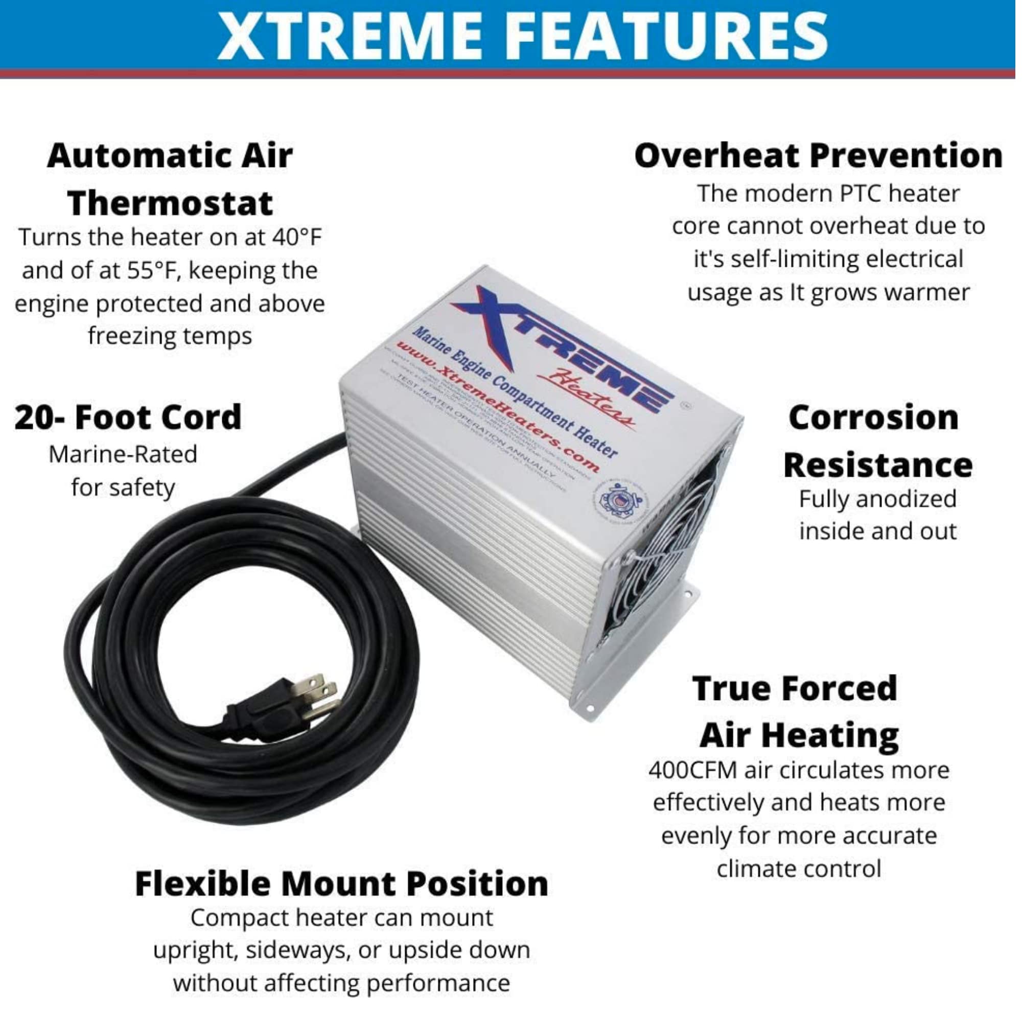 Xtreme Heaters XXXHEAT Large 600W 110v Boat Engine Compartment Heater