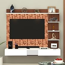 32 to 65 Inches TV Stand Unit Wall Shelf for Living Room Back Side Waterproof Self Adhesive 3mm UPVC Sheet Drawer Pattern (Copper, 32-65 Inch, with Fitting)