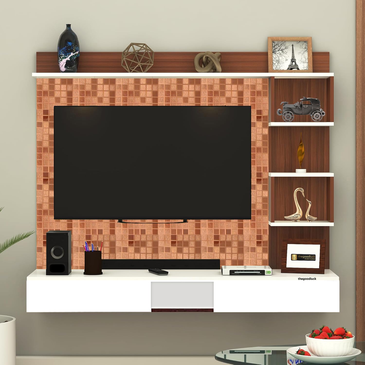 Ankit Crafts 32 to 65 Inches TV Stand Unit Wall Shelf for Living Room Back Side Waterproof Self Adhesive 3mm UPVC Sheet Dr... - Review, Price and Buying Guide