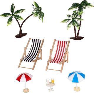Didiseaon Set Model Decals for Crafts Wood Beach Chair Summer Beach Chair Doll House Set for Beach Miniature Beach Furniture Beach Micro Landscape Decor Beach Decoration Set Miniature Set