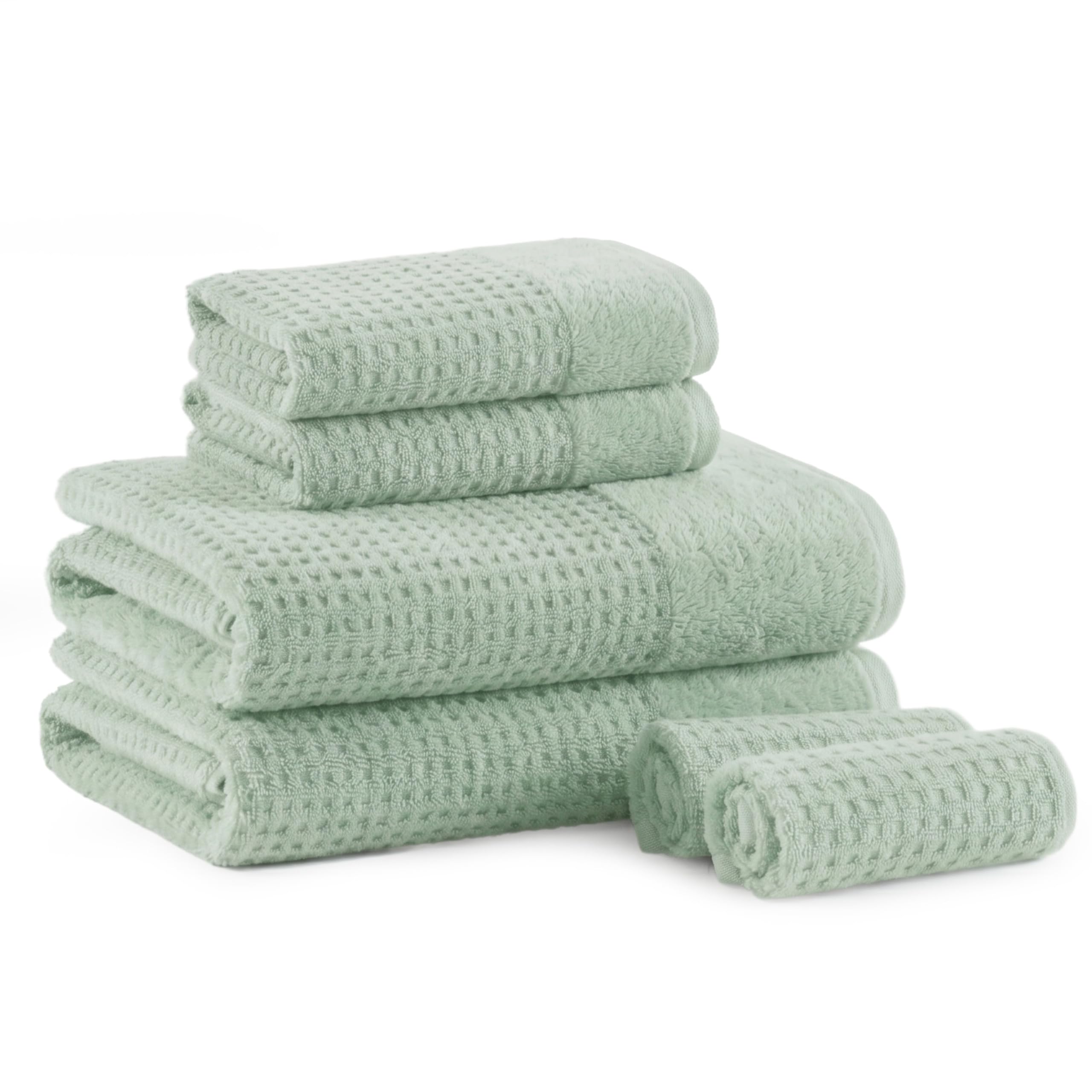Madison Park SPA Waffle - Juego de Toallas lujosas de 100% algodón, Tejido gofre de Textura Premium, Altamente Absorbente, Secado rápido, Ropa de Lavado de Calidad de Hotel y SPA para baño, tamaños
