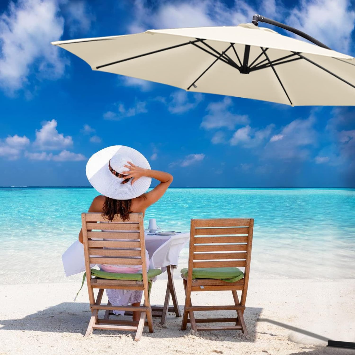 Tubiaz Parasol 350cm zweefparasol groot led solar incl. aluminium zwengelscherm met standaard UV-bescherming Parasol waterdicht tuinscherm marktscherm voor balkon, tuin, terras, rood, rood, 350 cm