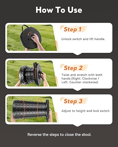 Miniatura 8 de Taburete plegable mejorado 2025 para camping, 20.3 pulgadas de altura ajustable y carga máxima de 440 libras, silla plegable portátil para pesca,